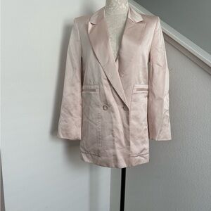 NWT Women’s & Other Stories long-fit satin double-breasted light pink Blazer XS
